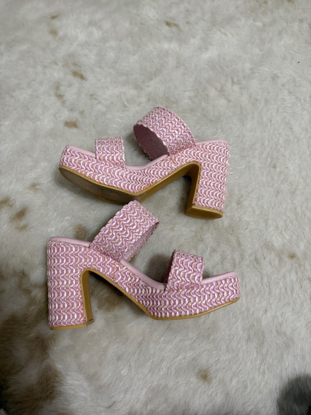 Beach Pink Woven Double-Band Slide Mules - Picture 5 of 7